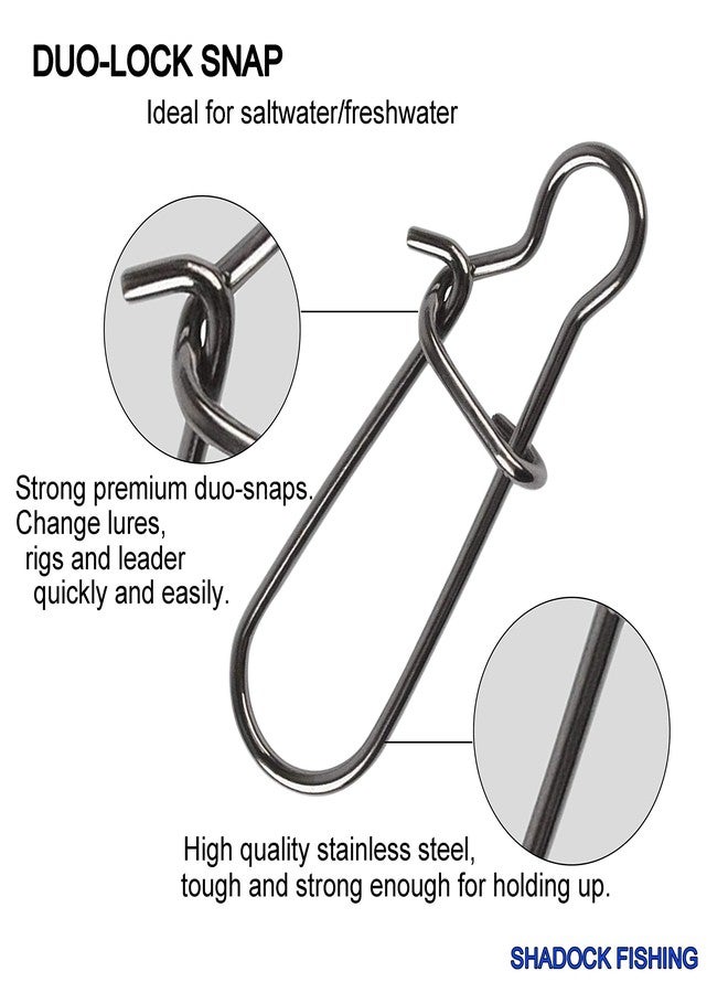 Shaddock Fishing Easy Catch 100 Count Pack Duo Lock Snaps Size 0#-8# Black Nice Snap Swivel Slid Rings Stainless Steel USA Fishing Tackle Kit - Test: 26LB-220LB (0#-26LB- 100PCS) (8#-220LB-100PCS) - Image 4